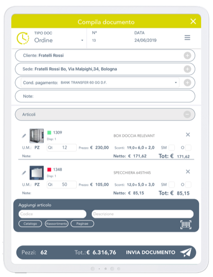 Compila l’ordine in tutti i dettagli